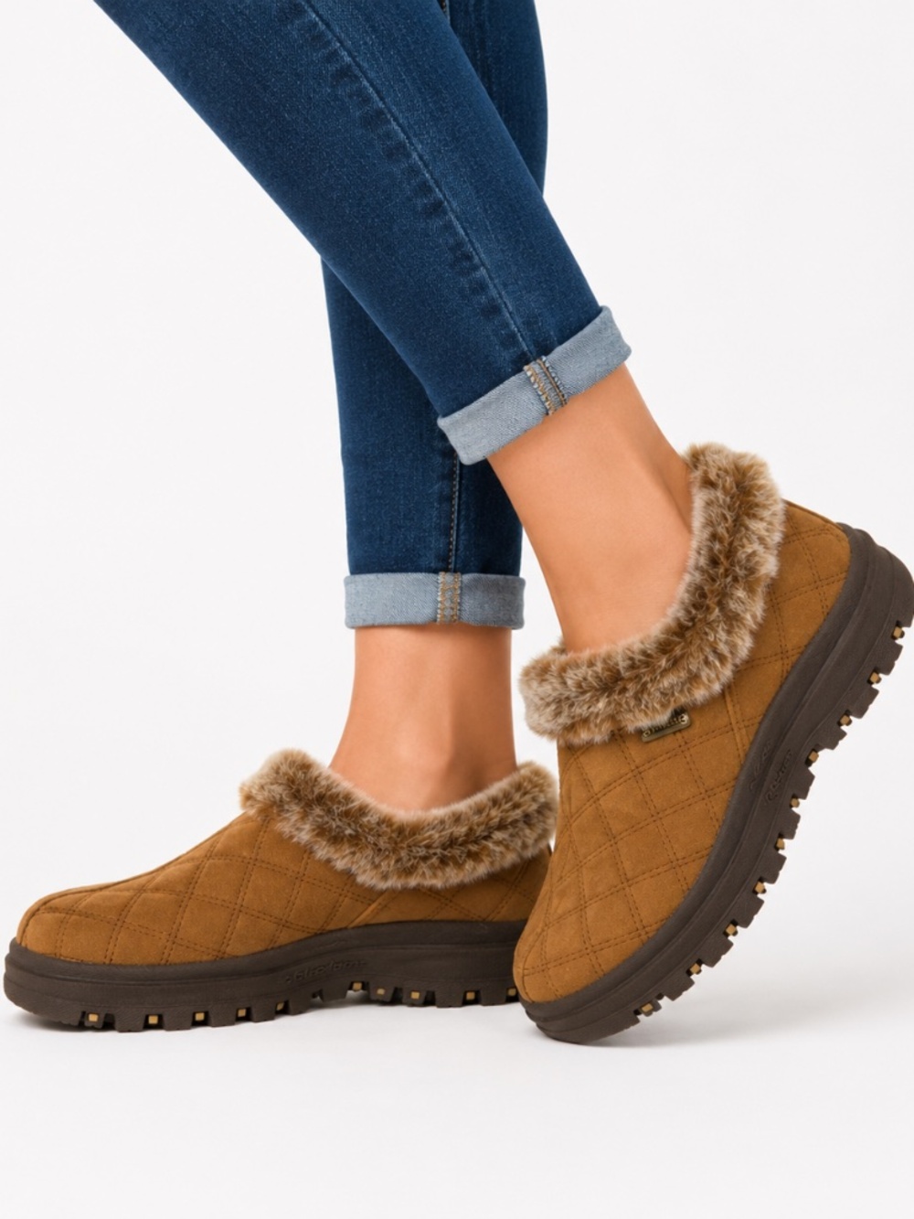 Skechers Women's Brown Suede Faux Fur Clogs Size 7 Memory Foam Cozy Slip-On